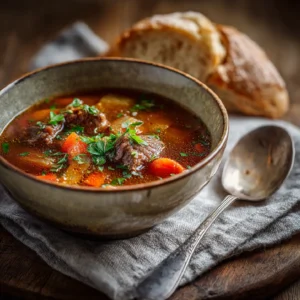vegetable beef soup bowl