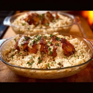 Creamy Cajun Chicken and Rice Bowls 2 Creamy Cajun chicken and rice bowls garnished with herbs in a bowl