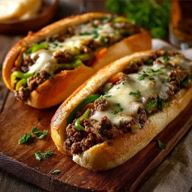 Ground Beef Philly Cheesesteaks