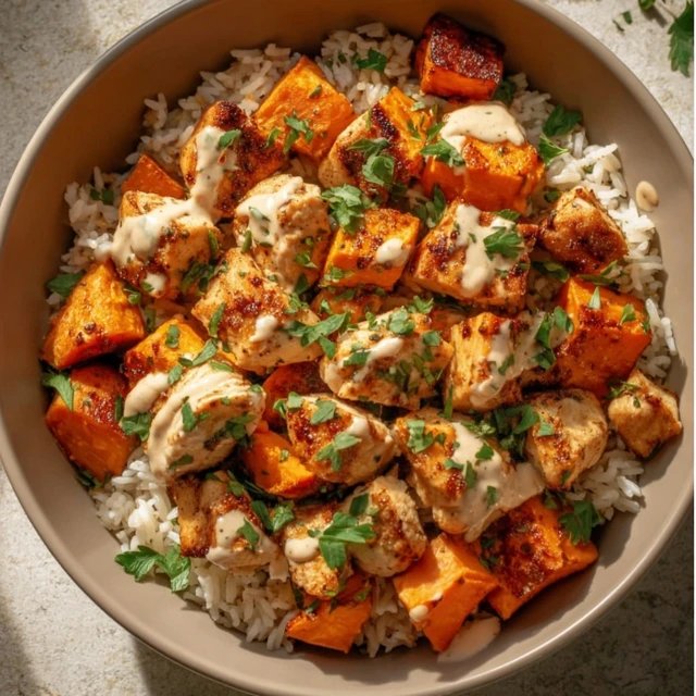 Healthy Chicken & Sweet Potato Rice Bowl