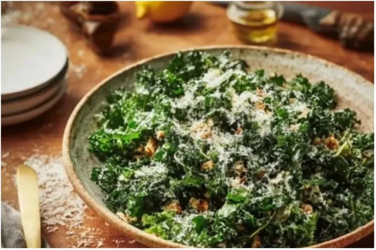 Fresh Lemon Parm Kale Salad with vibrant ingredients and lemon dressing