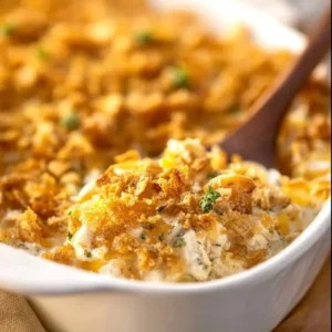 Million Dollar Chicken Casserole 2 Scrumptious Million Dollar Chicken Casserole topped with cheese and breadcrumbs