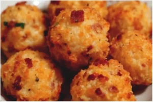 Mini Bacon Ranch Cheeseballs 2 Mini Bacon Ranch Cheeseballs platter for appetizers or party snacks