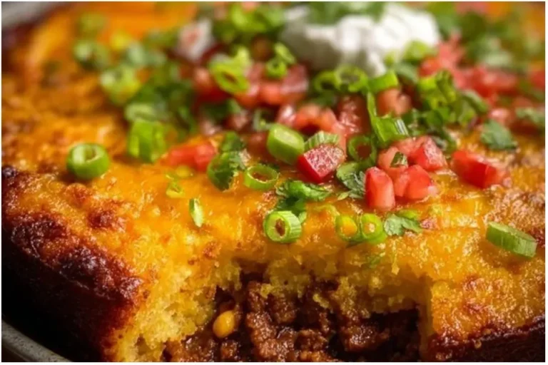 Texas Tamale Pie 3 Delicious Texas Tamale Pie served in a dish with fresh toppings.