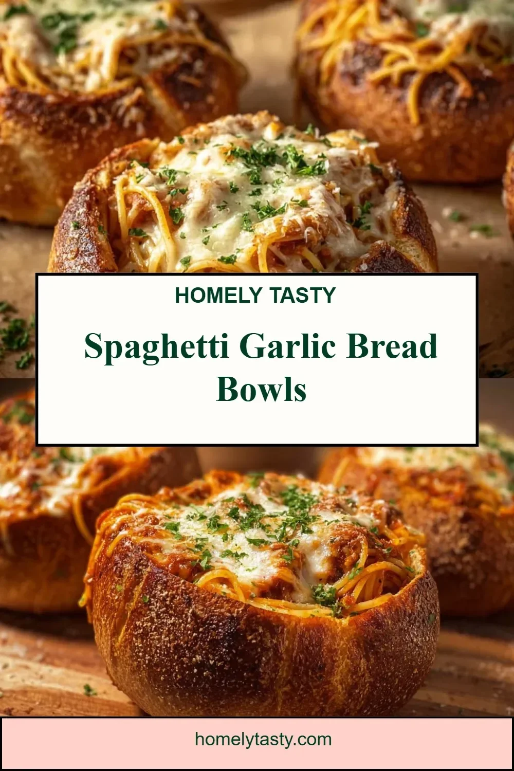 Spaghetti Garlic Bread Bowls