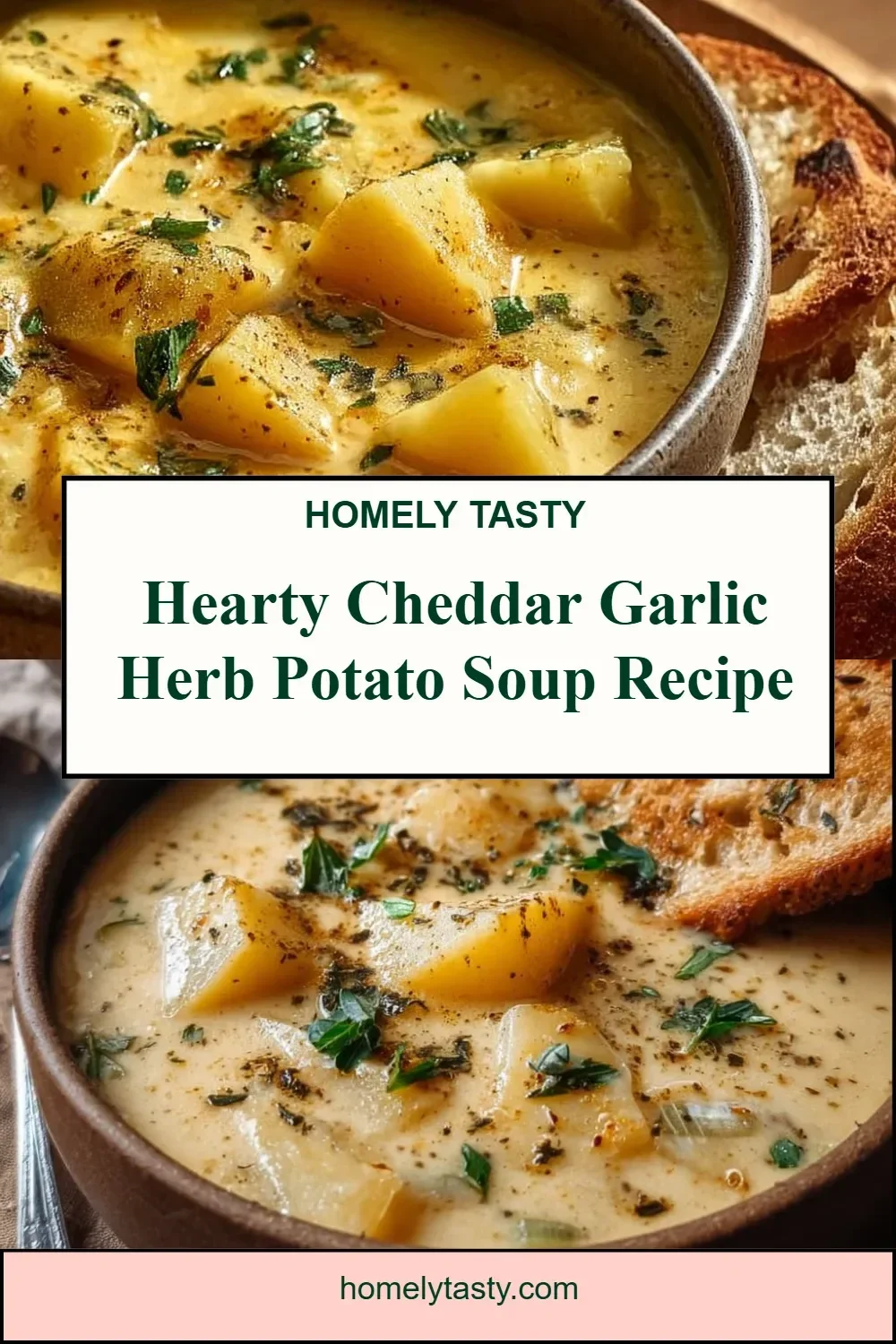 Hearty Cheddar Garlic Herb Potato Soup Recipe