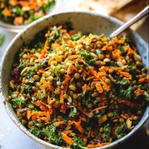 Moroccan Lentil Salad 2 A colorful bowl of Moroccan Lentil Salad with fresh vegetables and spices